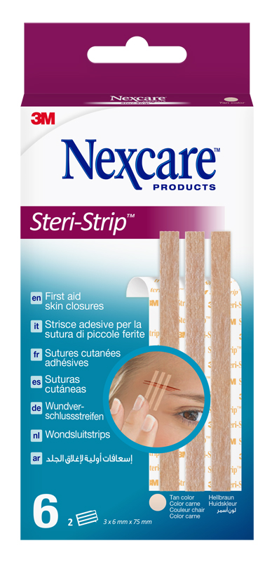 STRISCIA ADESIVA SUTURA PICCOLE FERITE NEXCARE STERI-STRIP CARNE 6X75 MM 6 PEZZI - immagine 2