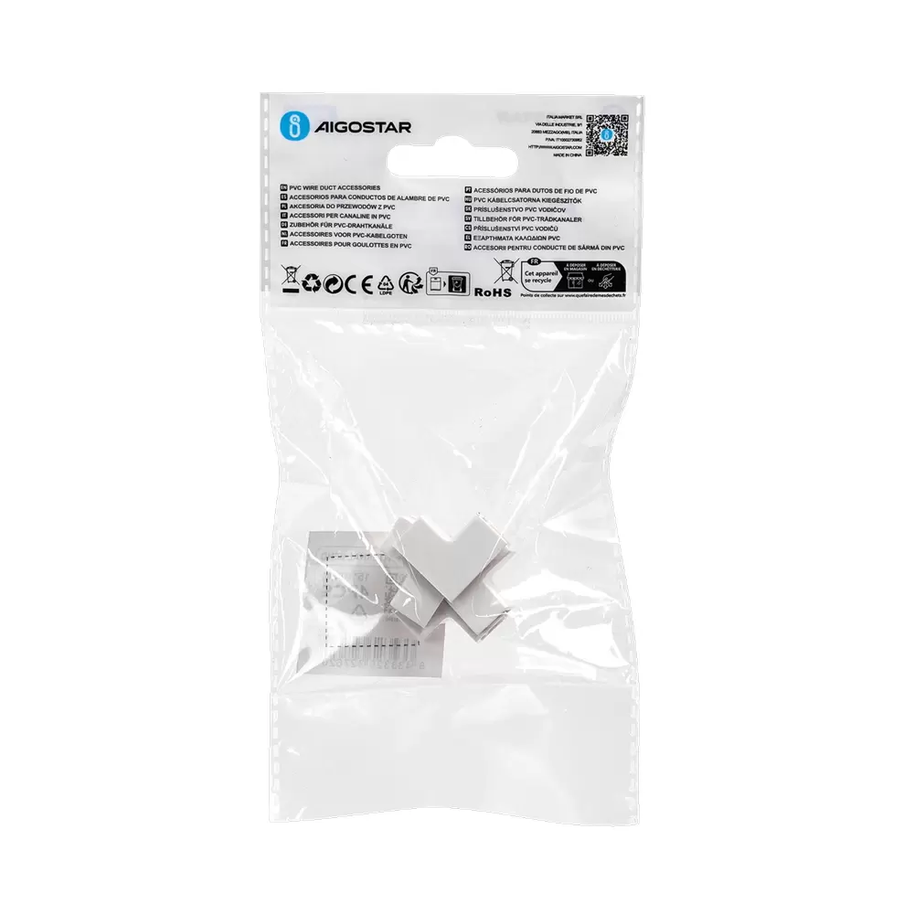 Angolo interno 90° L per Canalina 15x10mm bianca 4pz Aigostar - immagine 6