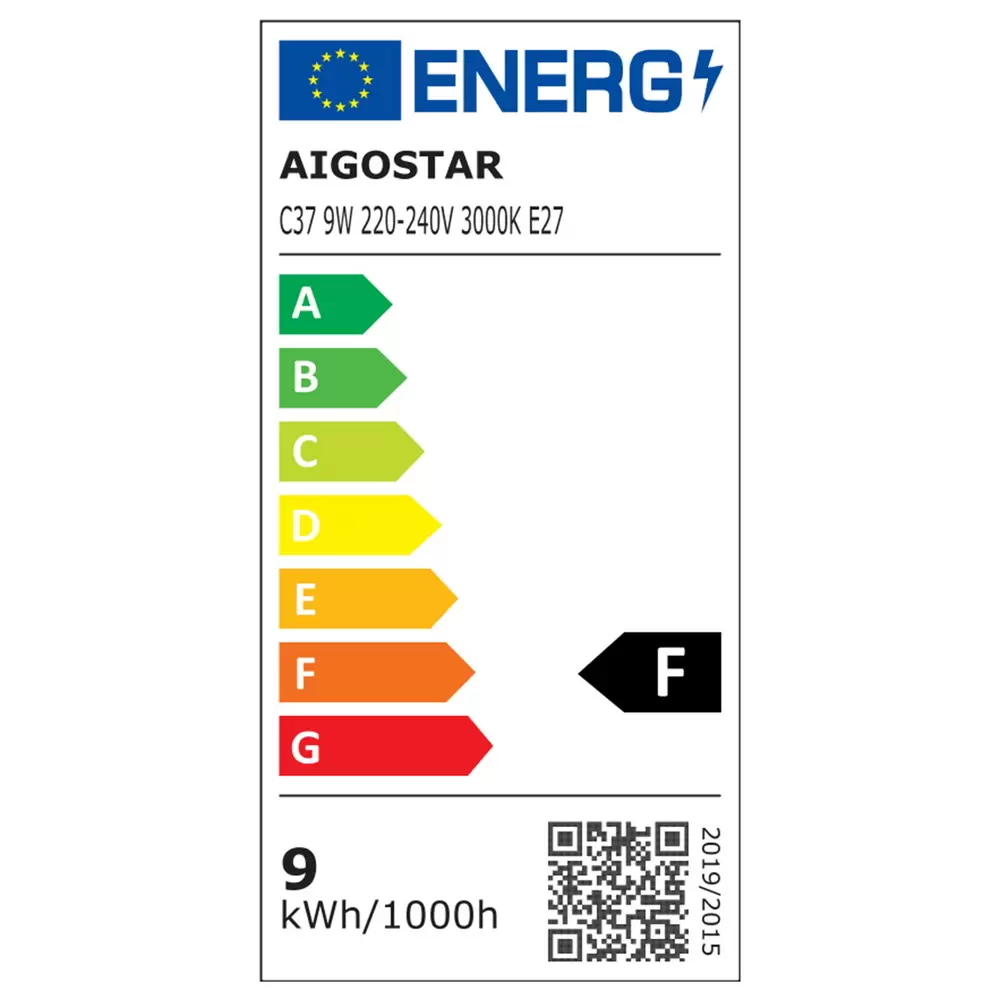 Lampadina Led E27 C35 a candela 9W Bianco caldo 3000K Aigostar - immagine 6
