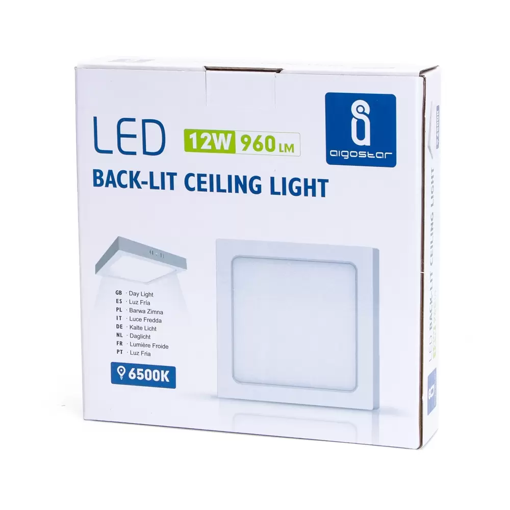Plafoniera Led slim 12W Bianca Quadrata Bianco freddo 6500K Aigostar - immagine 4